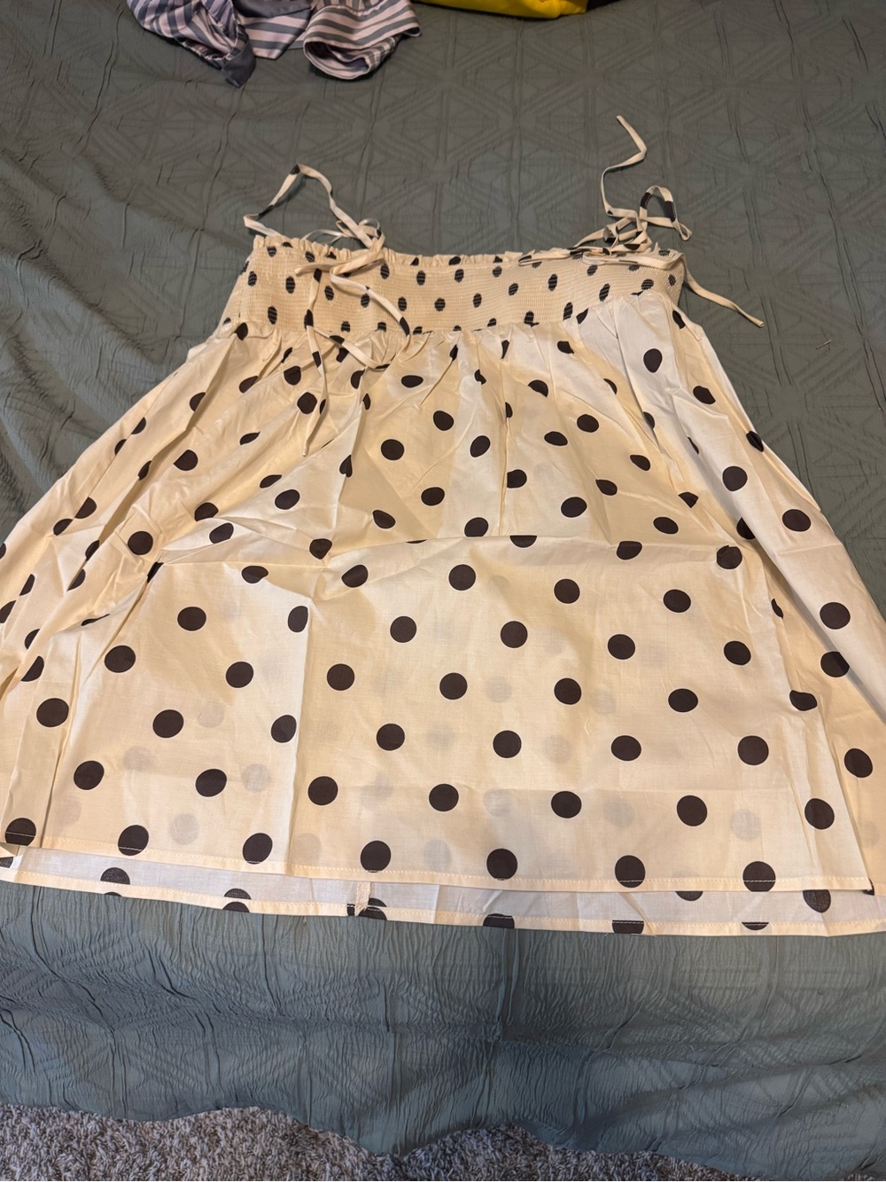 Polka Dot Cream and Brown Baby Doll Mini Dress